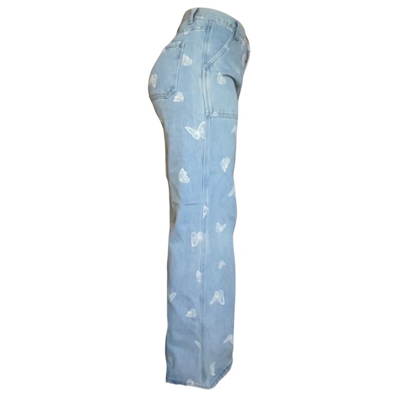 Simple society loose butterfly print denim jeans - Picture 3 of 5